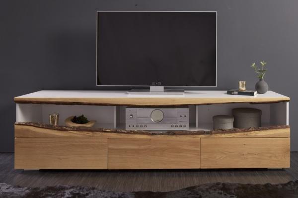 Moderný TV stolík DIVOKÝ DUB 180 cm, matná biela