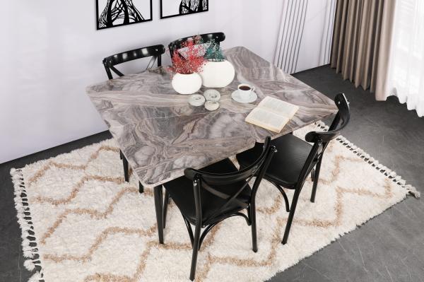 Elegantný rozkladací otočný stôl DOLUNAY 100-120 cm, MDF, mramorový