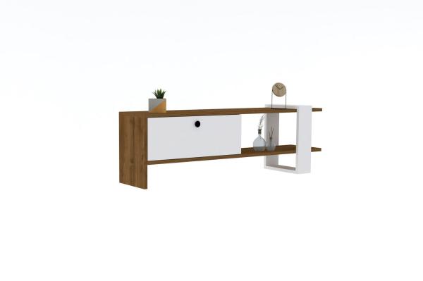 Elegantný TV stolík GAYE 120 cm, MDF, orechová dýha, biela