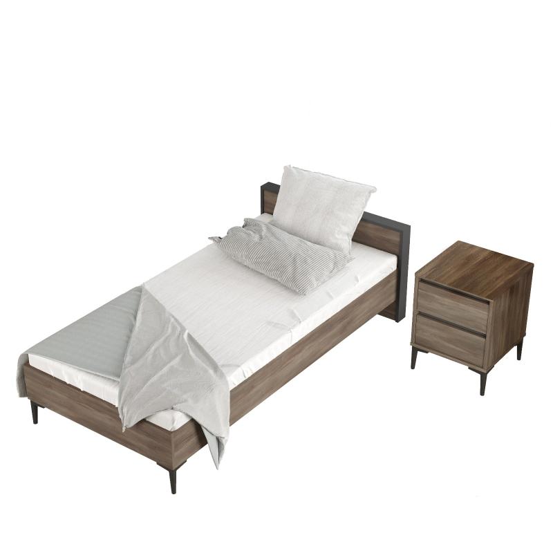 Elegantná sada - posteľ 100x200 cm a stolík ARCA, MDF, hnedá