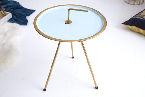 Elegantný príručný stolík SIMPLY CLEVER 42 cm, tyrkysová, zlatá