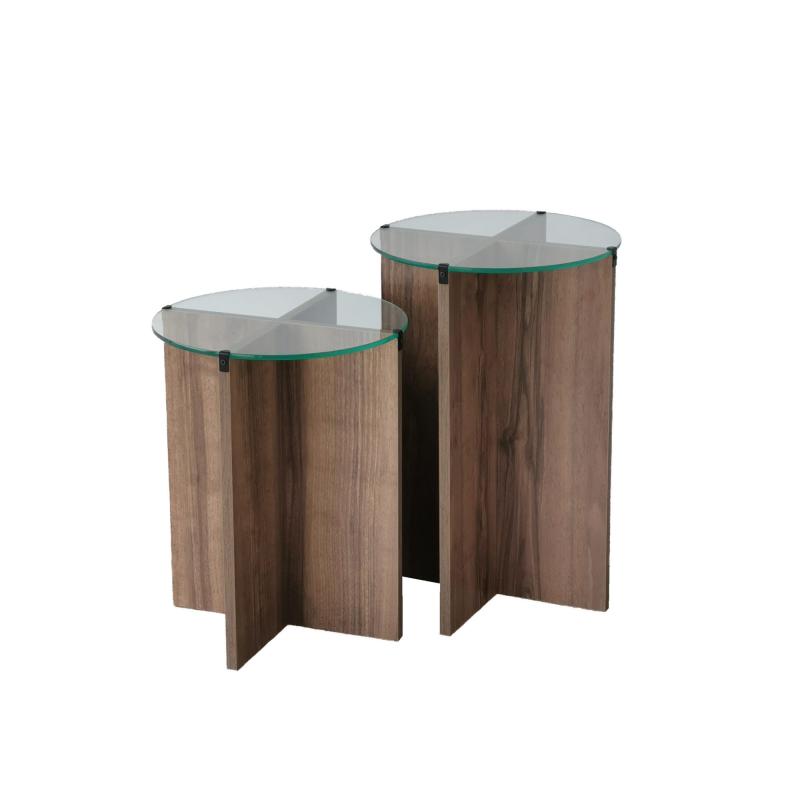 Dizajnové bočné stolíky LILY 40 cm, MDF, orech