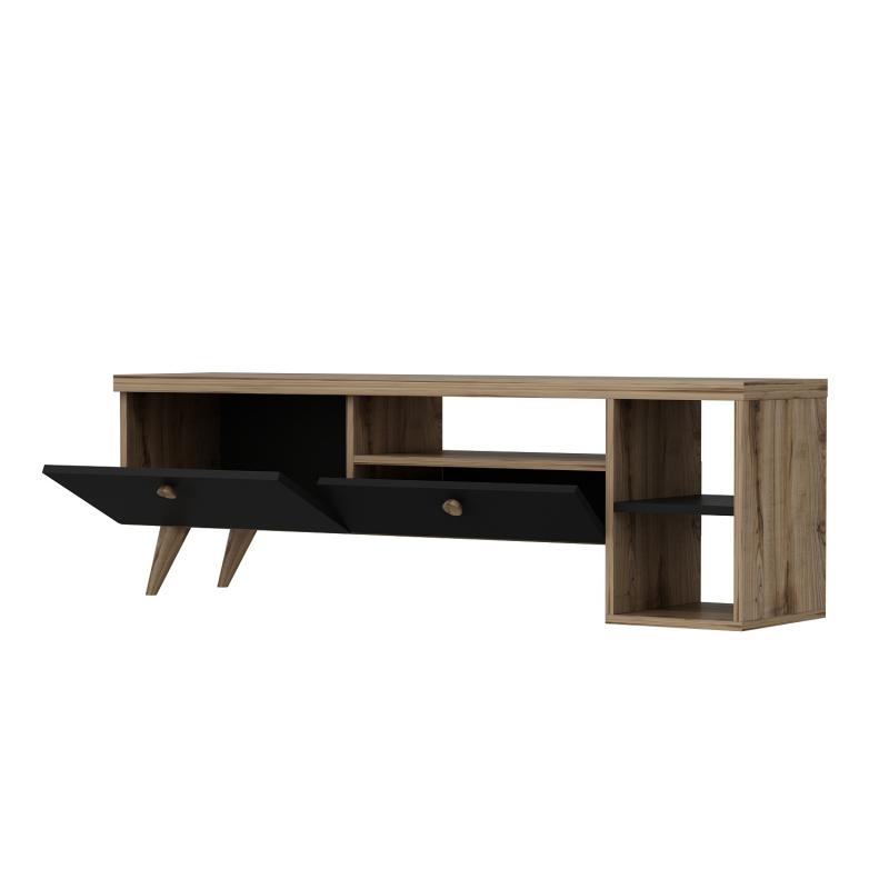 Dizajnový TV stolík PARION 150 cm, MDF, čierny, dubová dýha