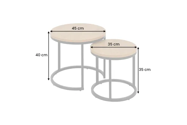 Dizajnová súprava príručného stolíka 2 ks ELEGANCE 45 cm, divoký dub