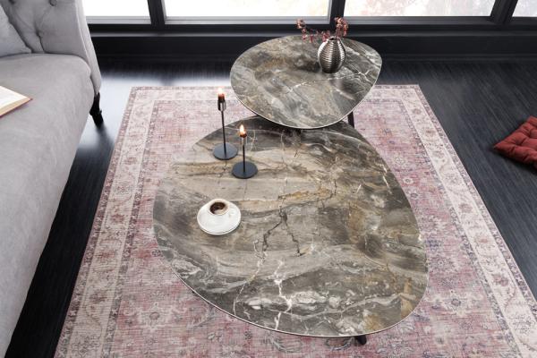 Moderný konferenčný stolík MARVELOUS 70 cm, taupe mramor, talianská keramika