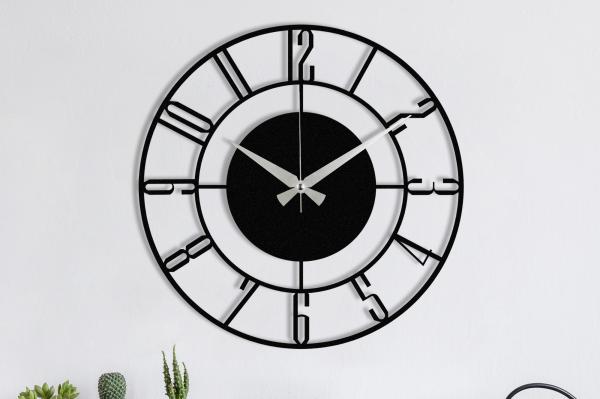 Elegantné nástenné hodiny ENZOCLOCK 48 cm, kov, čierne