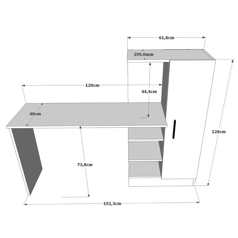 Dizajnový pracovný stôl CATAB 152 cm, MDF, hnedý, biely
