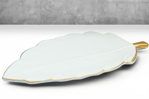 Elegantný tanierik na jednohubky LETTER 30 cm, keramika, biely