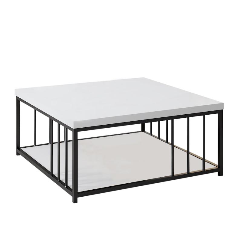Elegantný konferenčný stolík ZENN 90 cm, MDF, biely, čierny