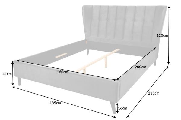 Moderná manželská posteľ SIXTIES 160x200 cm tmavošedá, zamat