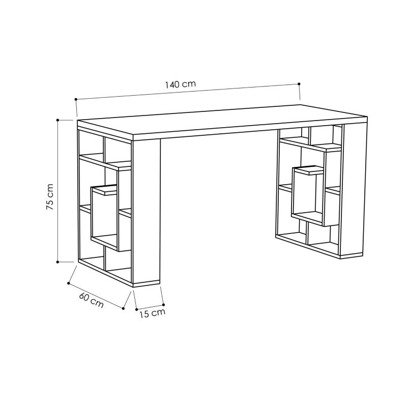 Elegantný pracovný stôl MAZE 140 cm, MDF, dubová dýha, biely