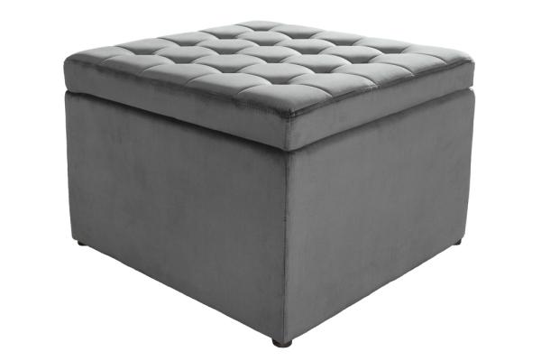 Štvorcová taburetka MODERN BAROQUE 60 cm, šedá, zamat