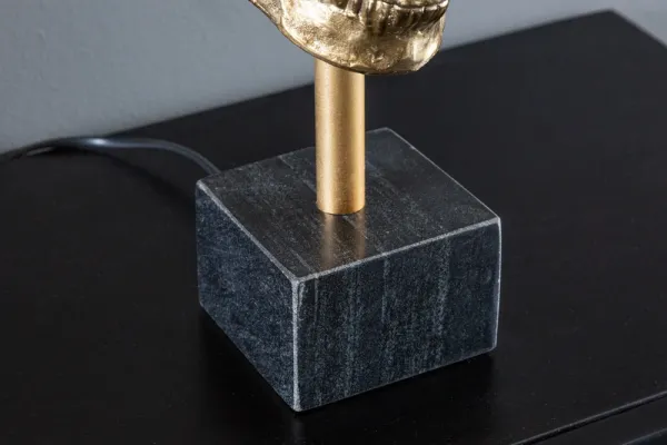 Extravagantná stolová lampa SKULL 56 cm, zlatá, čierna