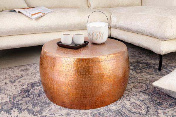 Ručne vyrobený stolík ORIENT 60 cm tepaný dizajn, pálená meď