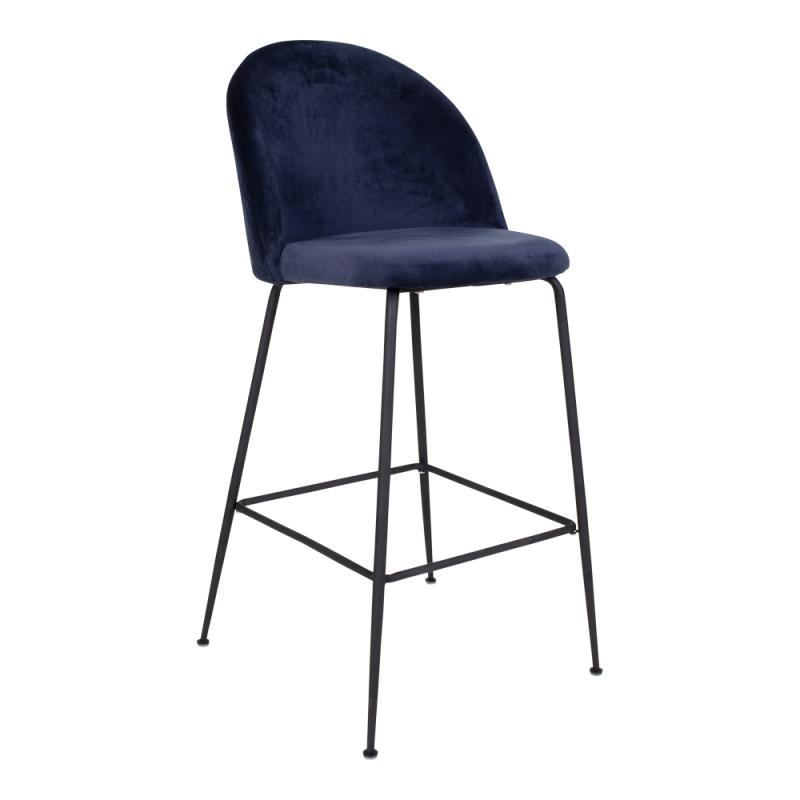 Dizajnová barová stolička LAUSANNE II, modrý zamat