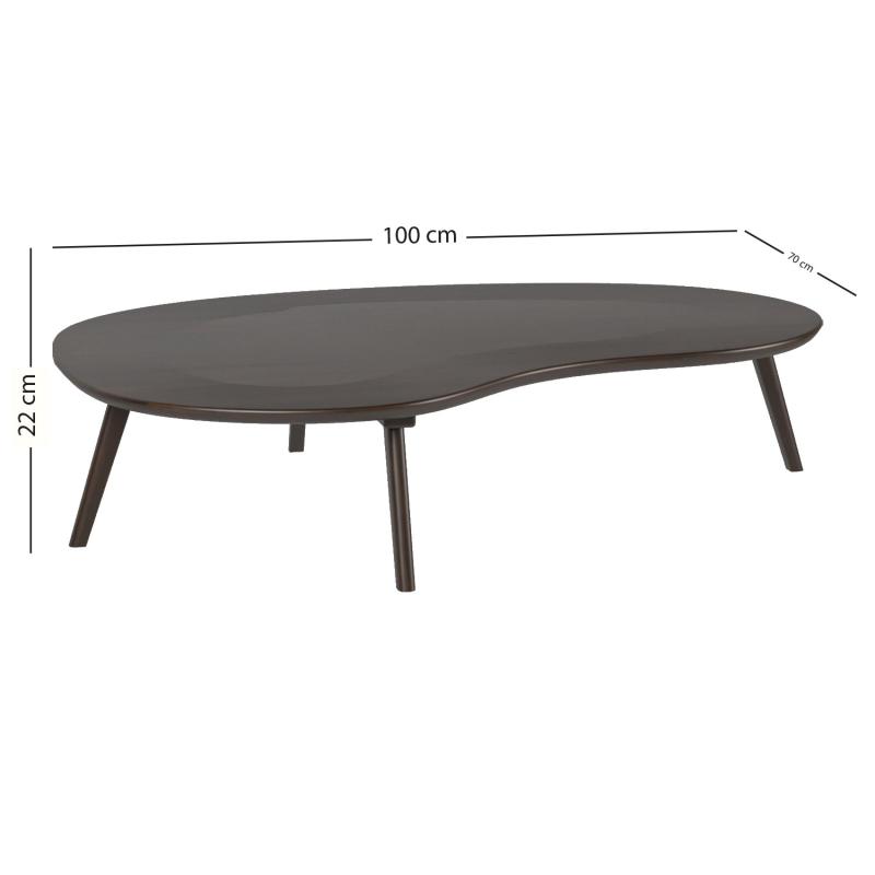 Masívny konferenčný stolík NEVISE 100 cm, borovica, tmavo hnedý