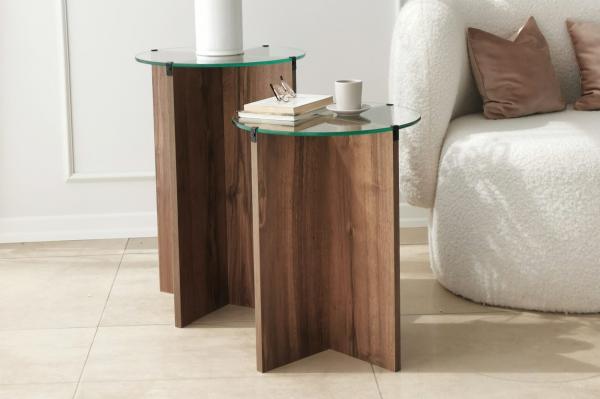 Dizajnové bočné stolíky LILY 40 cm, MDF, orech