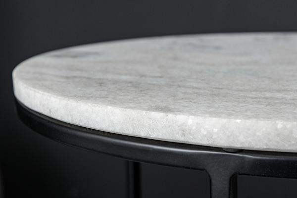 Dizajnová sada 2 príručných stolíkov ELEMENTS 37 cm, biela, mramor