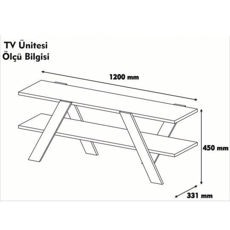 Elegantný TV stolík BASIC 120 cm, MDF, orechová dýha, biely