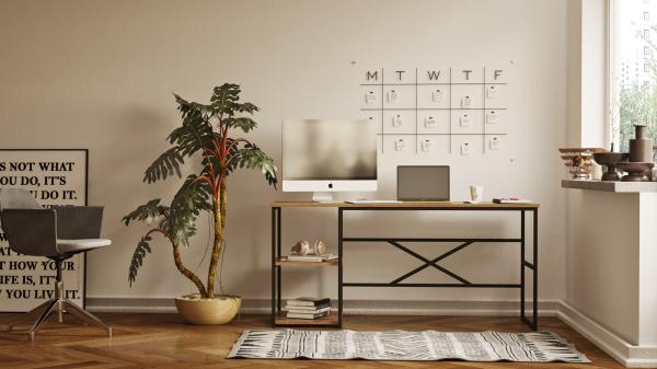 Dizajnový pracovný stôl MASASI 160 cm, prírodný, čierny