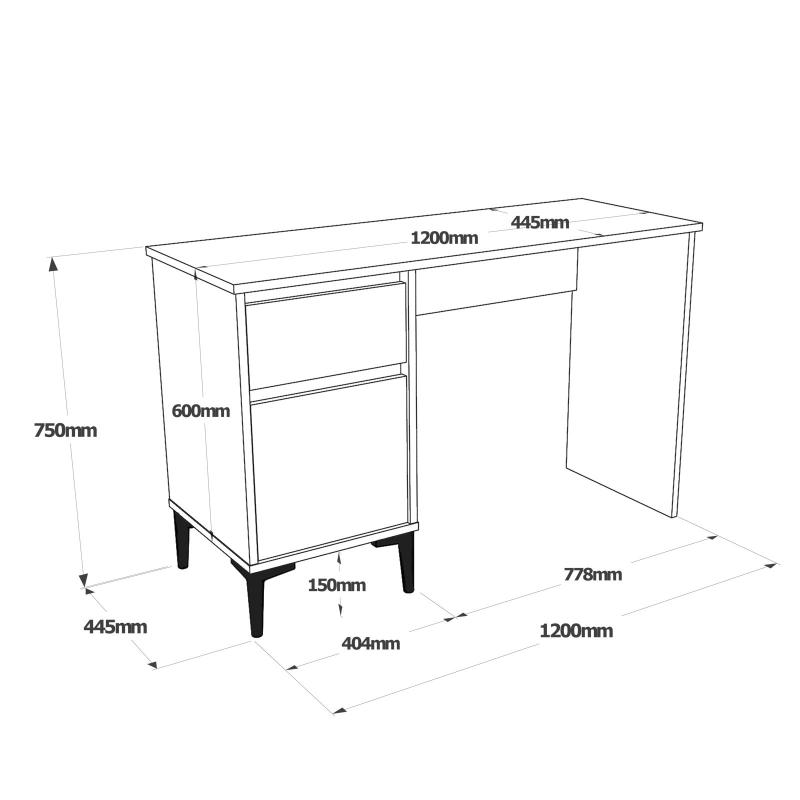 Dizajnový pracovný stôl ARCA 120 cm, MDF, hnedý, šedý
