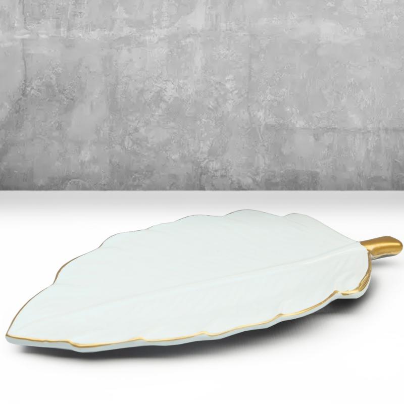 Elegantný tanierik na jednohubky LETTER 30 cm, keramika, biely