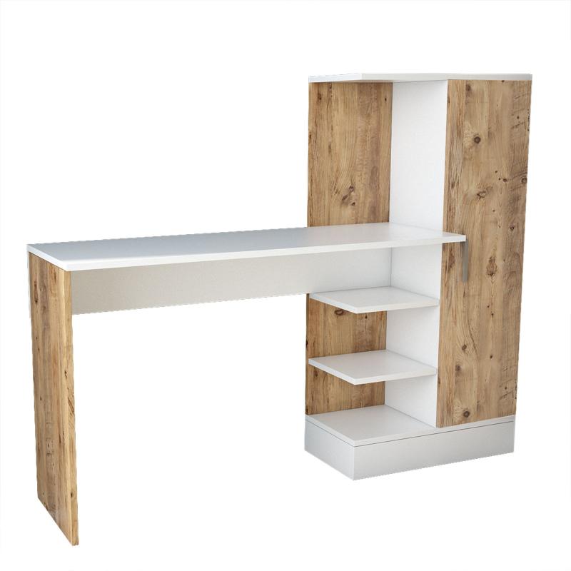 Dizajnový pracovný stôl CATAB 152 cm, MDF, hnedý, biely