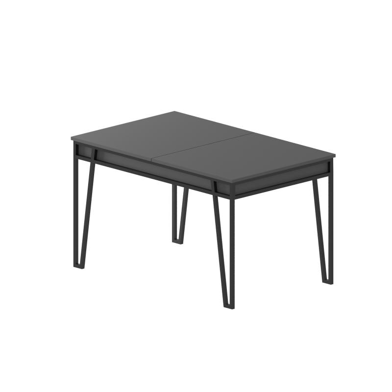 Rozkladací jedálenský stôl PAL 132-170 cm, MDF, šedý, čierny