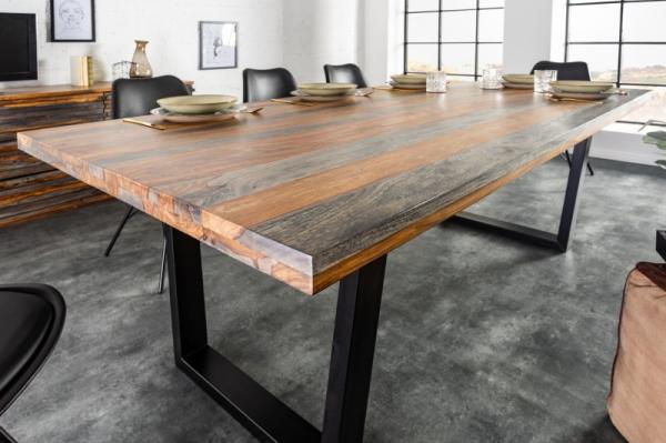 Masívny jedálenský stôl RELIEF 200 cm sheesham, wood grey smoke