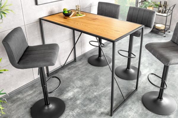 Priemyselný barový stôl SLIM LINE 120 cm, divoký dub, čierny