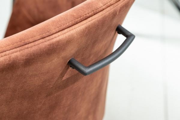 Otočná retro stolička ETERNITY hnedý zamat s pohodlnou rukoväťou