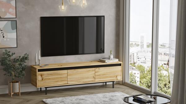 Elegantný TV stolík LUVIO 160 cm, MDF, svetlohnedý