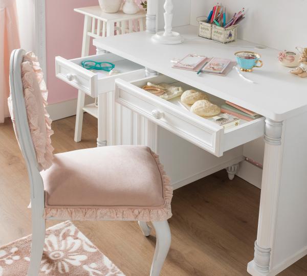 Detský pracovný stolík ROMANTIC 117 cm, MDF, biely