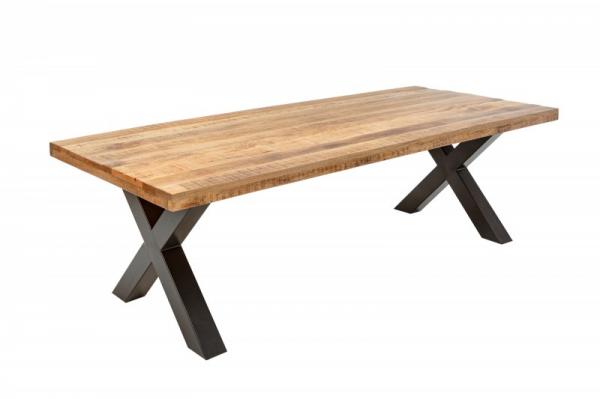 Masívny jedálenský stôl IRON CRAFT 240 cm mango prevedenie s X-nohami
