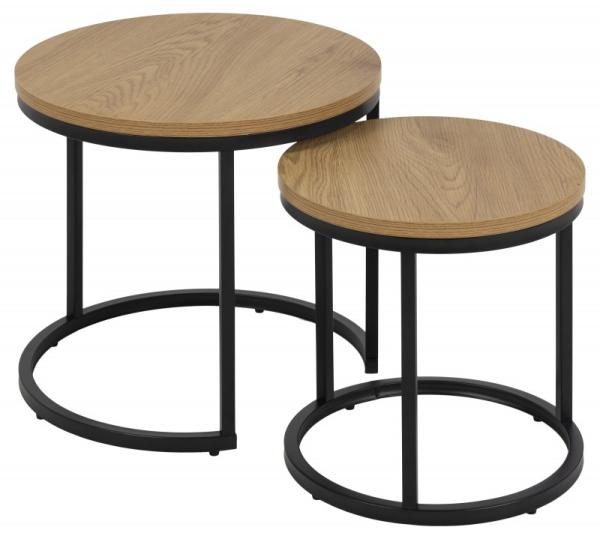 Dizajnová súprava príručného stolíka 2 ks ELEGANCE 45 cm, divoký dub