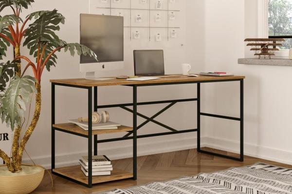 Dizajnový pracovný stôl MASASI 160 cm, prírodný, čierny