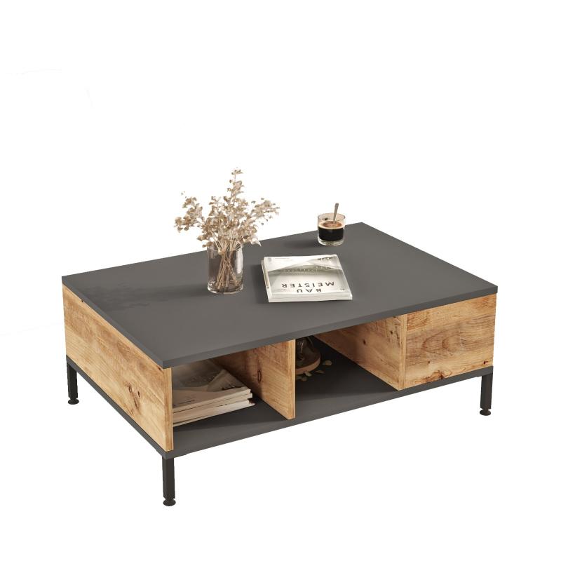Moderný konferenčný stolík LAURA VIII 90 cm, MDF, šedý, prírodný