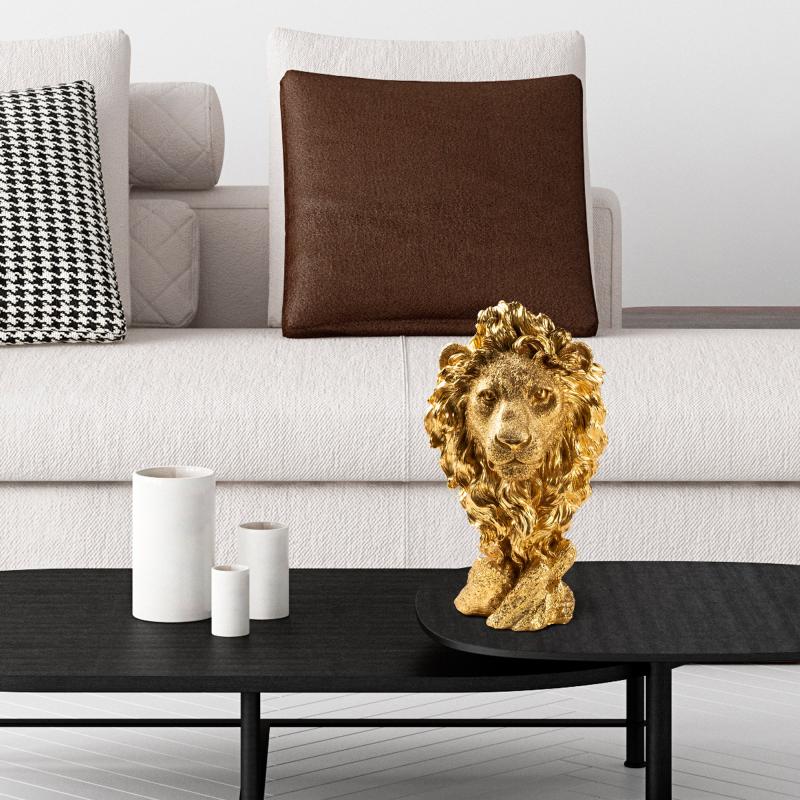 Dizajnová socha leva LION 34 cm, zlatá