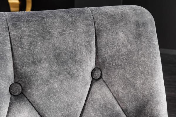 Elegantná stolička MODERN BAROQUE II, šedo zlatá zamat, nerezová oceľ