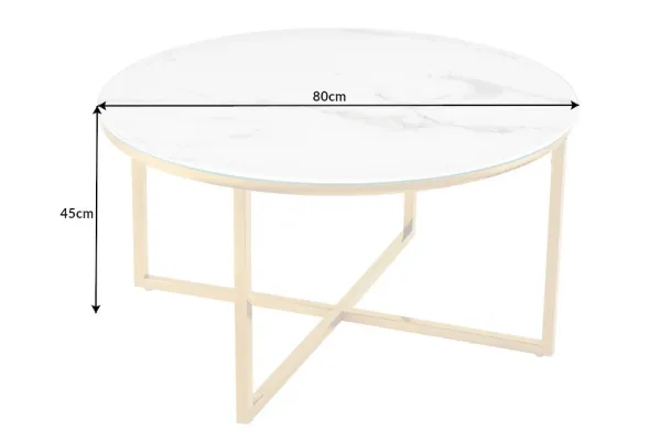 Elegantný konferenčný stolík BOUTIQUE 80 cm, biely, mramor