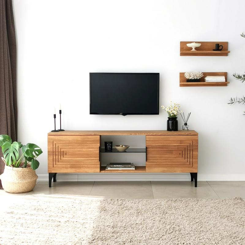 Masívny TV stolík JOANNE 150 cm borovica, prírodná