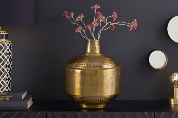 Elegantná váza ORIENT 35 cm medená, starožitná, tepaný dizajn