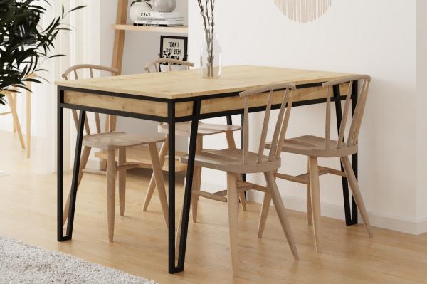 Rozkladací jedálenský stôl PAL 132-170 cm, MDF, dubový vzhľad, čierny