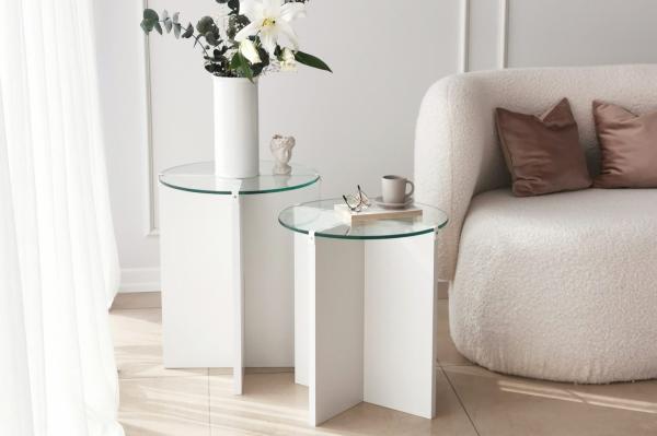 Dizajnové bočné stolíky LILY 40 cm, MDF, biele