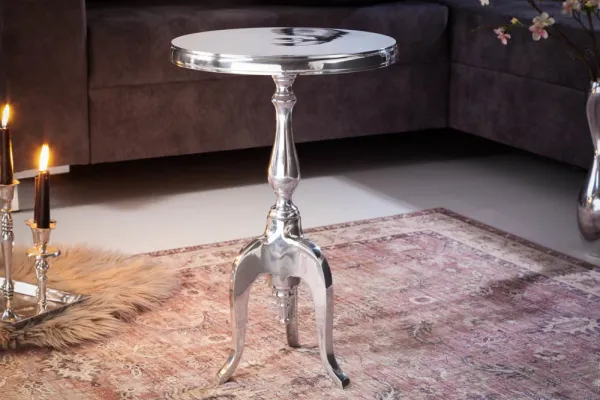 Elegantný príručný stolík SAVOY 55 cm, strieborný, sada dvoch kusov
