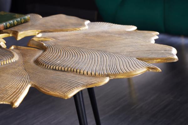Ozdobný konferenčný stolík GINKGO LEAFS 95 cm, zlatý