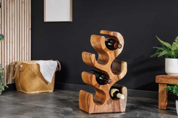 Dekoračný stojan na víno ARTE 50 cm, prírodný, drevo suara