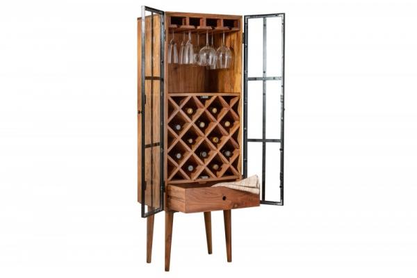 Masívny stojan na víno BODEGA 145 cm akáciový priemyselný dizajn