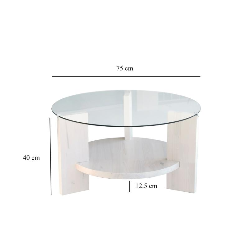 Masívny konferenčný stolík MONDO 75 cm, biely