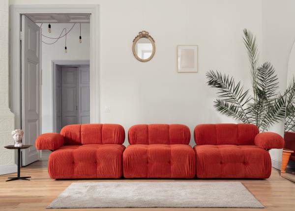 Dizajnová 3-miestna pohovka BUBBLE 315 cm, oranžovo červená, tkanina